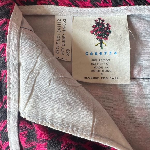 Vintage 1980 GENERRA Houndstooth Trousers Hot Pink Super High Rise Rayon Size 9 - Picture 12 of 13